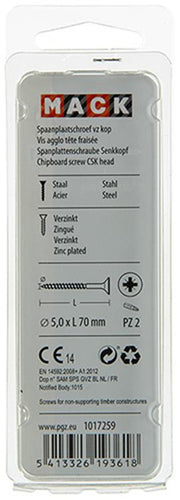 Mack 1017259 - spaanplaatschroef vz kop geelverz. 7 st 5,0 x 70 mm | 10 stuks - afbeelding 2