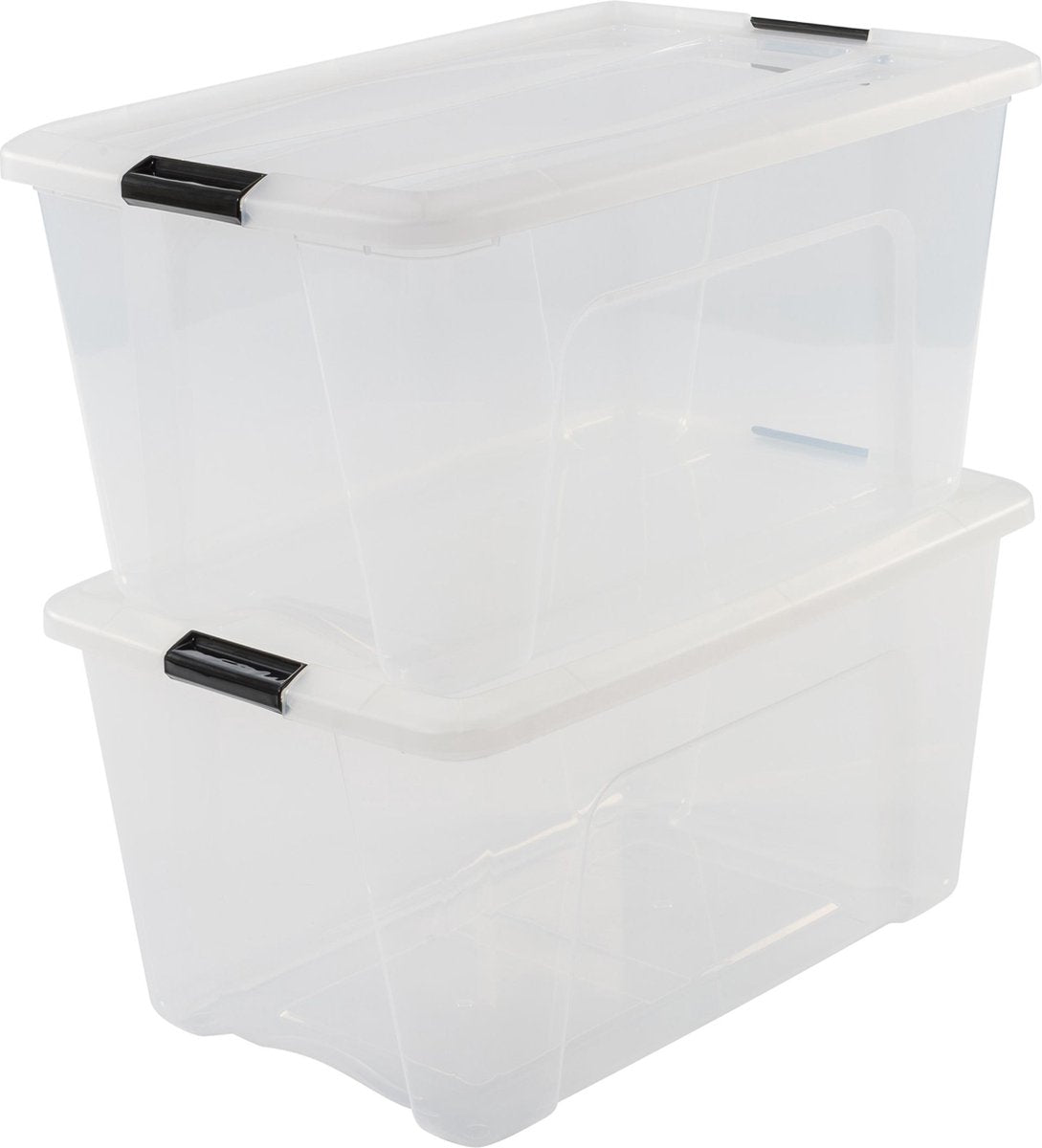 Iris topbox opbergbox - 45l - kunststof - transparant zwart - set van 2