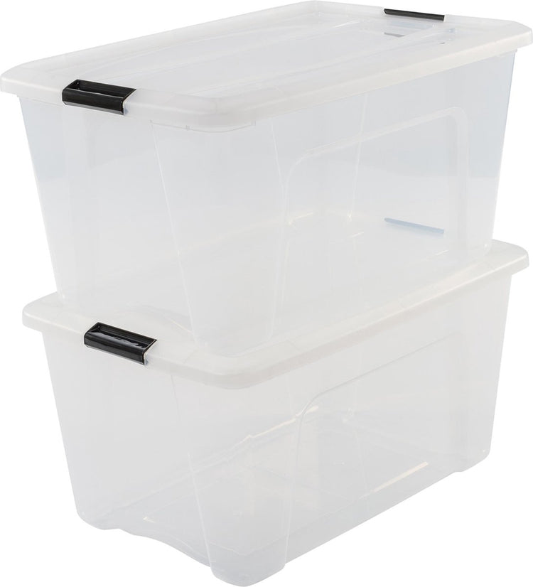 Iris topbox opbergbox - 45l - kunststof - transparant zwart - set van 2