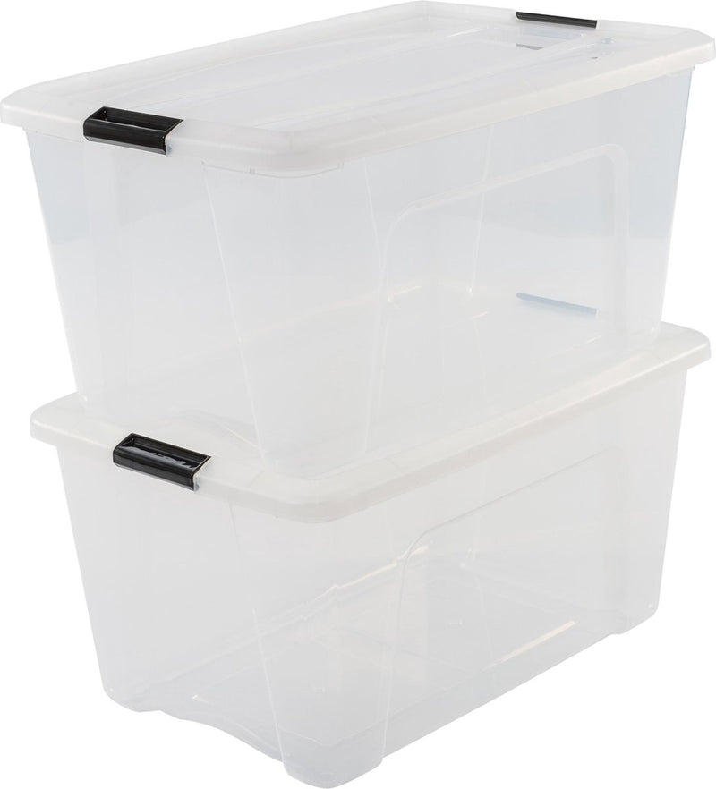 Iris topbox opbergbox - 45l - kunststof - transparant zwart - set van 2
