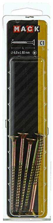 Mack 1017265 - spaanplaatschroef vz kop geelverz. 5 st 6,0 x 80 mm | 5 stuks - afbeelding 2
