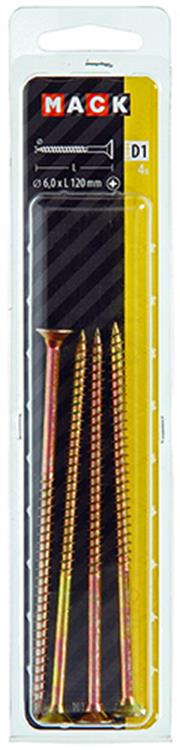Mack 1017268 - spaanplaatschroef vz kop geelverz. 4 st 6,0 x 120 mm | 5 stuks - afbeelding 2