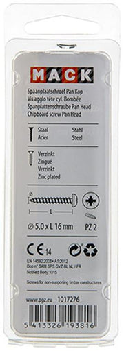 Mack 1017276 - spaanplaatschroef cylkop geelverz.25 st 5,0 x 16 mm | 10 stuks - afbeelding 2