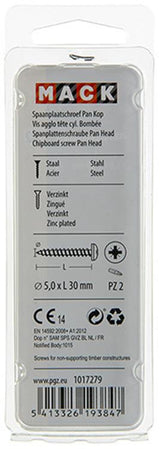 Mack 1017279 - spaanplaatschroef cylkop geelverz.15 st 5,0 x 30 mm | 10 stuks - afbeelding 2