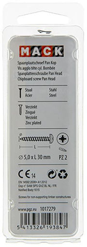 Mack 1017279 - spaanplaatschroef cylkop geelverz.15 st 5,0 x 30 mm | 10 stuks - afbeelding 2
