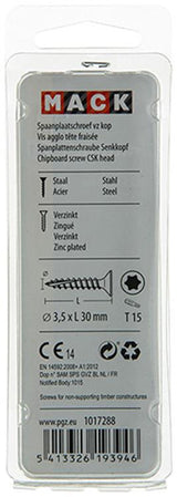 Mack 1017288 - spaanplschr.vzkop-zelfb. geelverz. 26 st 3,5 x 30 mm | 10 stuks - afbeelding 2