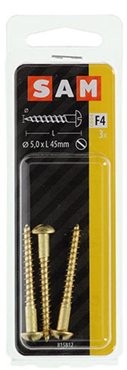 Mack 1019668 - houtschroef bolkop messing 3 st 5,0 x 45 mm | 10 stuks - afbeelding 2