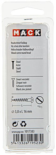 Mack 1017383 - houtschroef bolkop zwart verzinkt 20 st 3,0 x 16 mm | 10 stuks - afbeelding 2