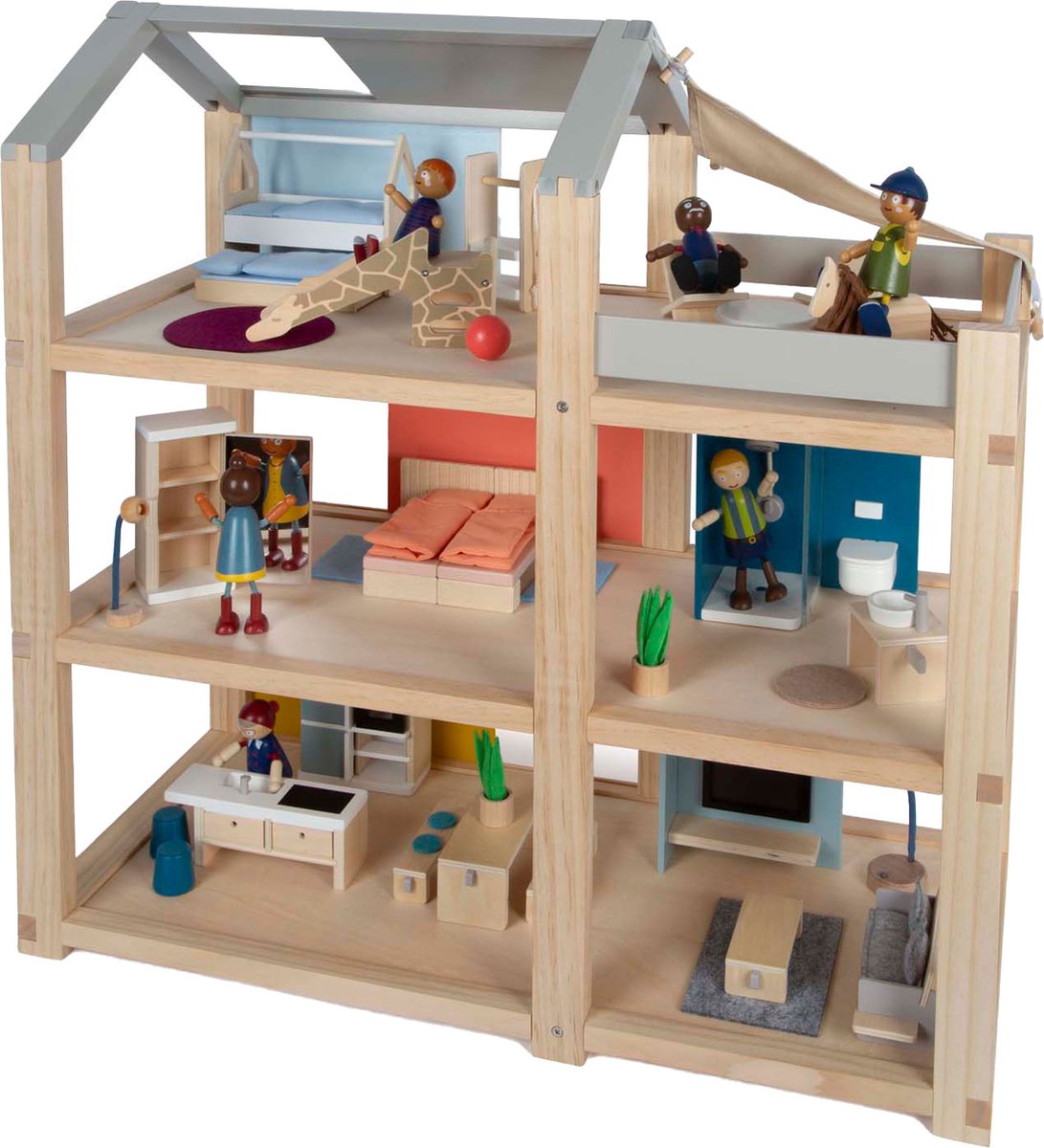 Small foot - houten poppenhuis met meubels
