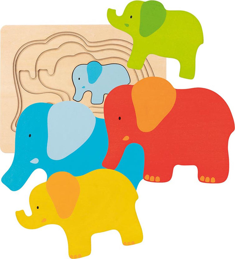 Goki lagenpuzzel olifant. 5 delig. 2+