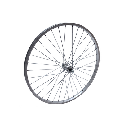 Voorwiel 26x1.75 inch aluminium velg, vaste as, zilver