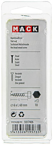 Mack 1017406 - houtdraadbout staal verzinkt 8 st 6 x 60 mm | 10 stuks - afbeelding 3
