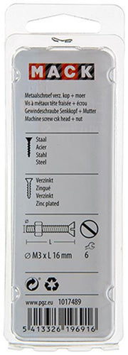 Mack 1017489 - metaalschroef verz. kop + moer verz. 27st m3 x 16 mm | 10 stuks - afbeelding 2