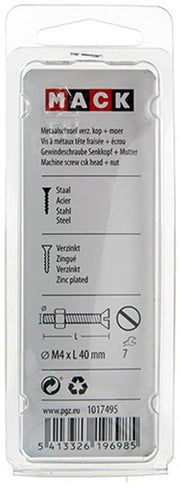 Mack 1017495 - metaalschroef verz. kop + moer verz. 12st m4 x 40 mm | 10 stuks - afbeelding 3