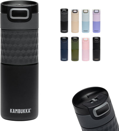 Kambukka etna grip thermosbeker 500 ml - makkelijk reinigen - lekvrije koffiebeker - black steel