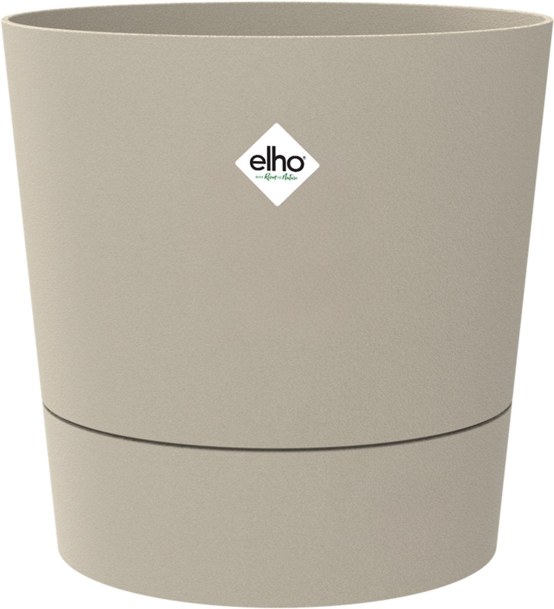 Elho foss rond 43cm - bloempot voor binnen - 100% gerecycled plastic - ø 43 x h 42.5 - paddenstoel beige
