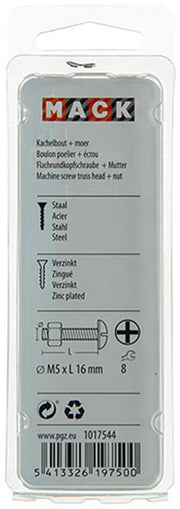 Mack 1017544 - kachelbout + moer staal verzinkt 16 st m5 x 16 mm | 10 stuks - afbeelding 3