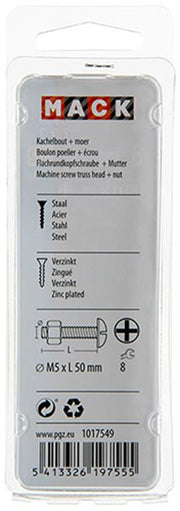 Mack 1017549 - kachelbout + moer staal verzinkt 8 st m5 x 50 mm | 5 stuks - afbeelding 3