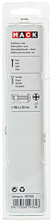 Mack 1017558 - kachelbout + moer staal verzinkt 4 st m6 x 80 mm | 5 stuks - afbeelding 2