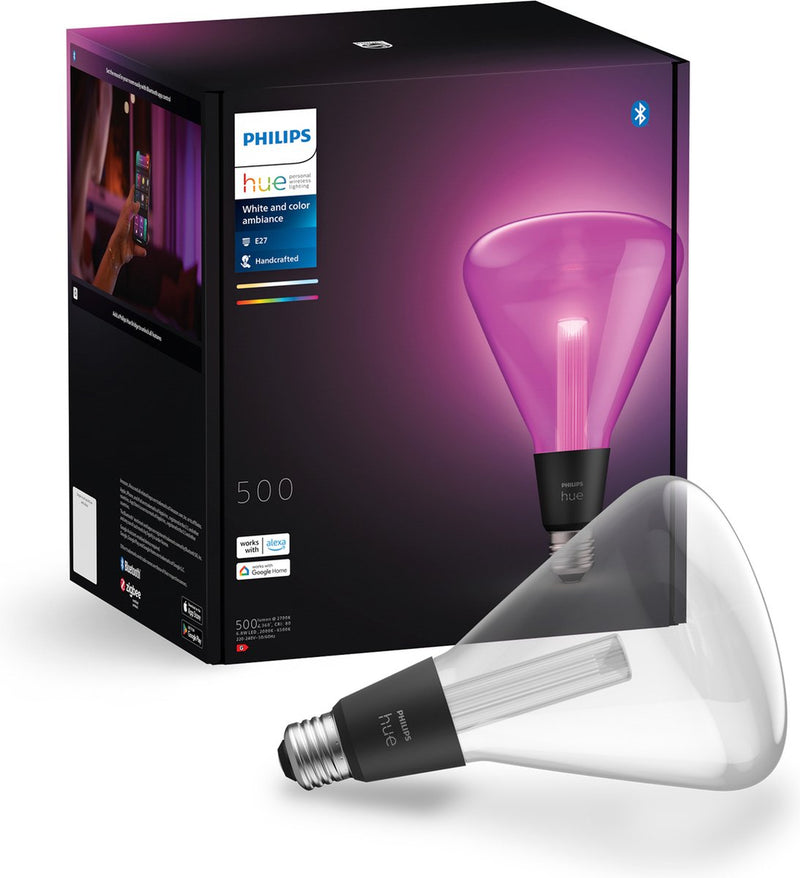 Philips hue lightguide led lamp - e27 fitting - aanpasbaar wit en gekleurd licht - driehoeksvorm - ø 125 mm - slimme verlichting