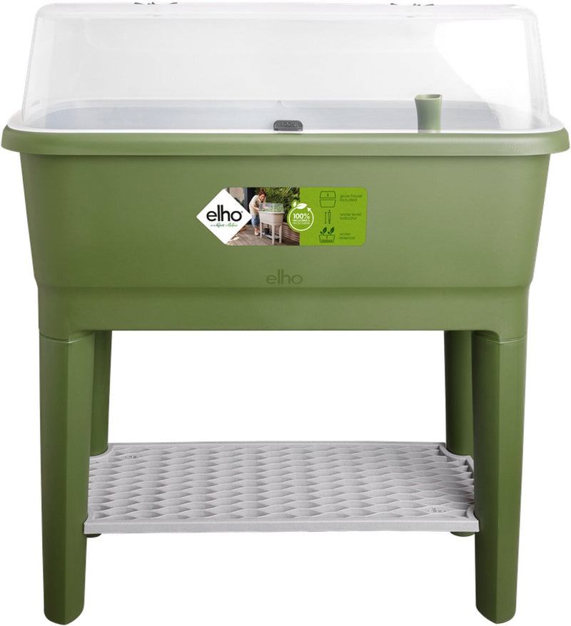 Elho noa kweektafel 80 - kweekbak op poten met deksel - waterreservoir - ø 78.5 x h 34.2 cm - mosgroen