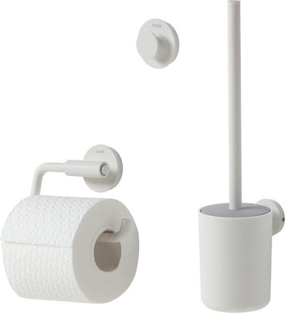 Tiger urban toiletaccessoireset - toiletborstel met houder - toiletrolhouder zonder klep - handdoekhaak – wit