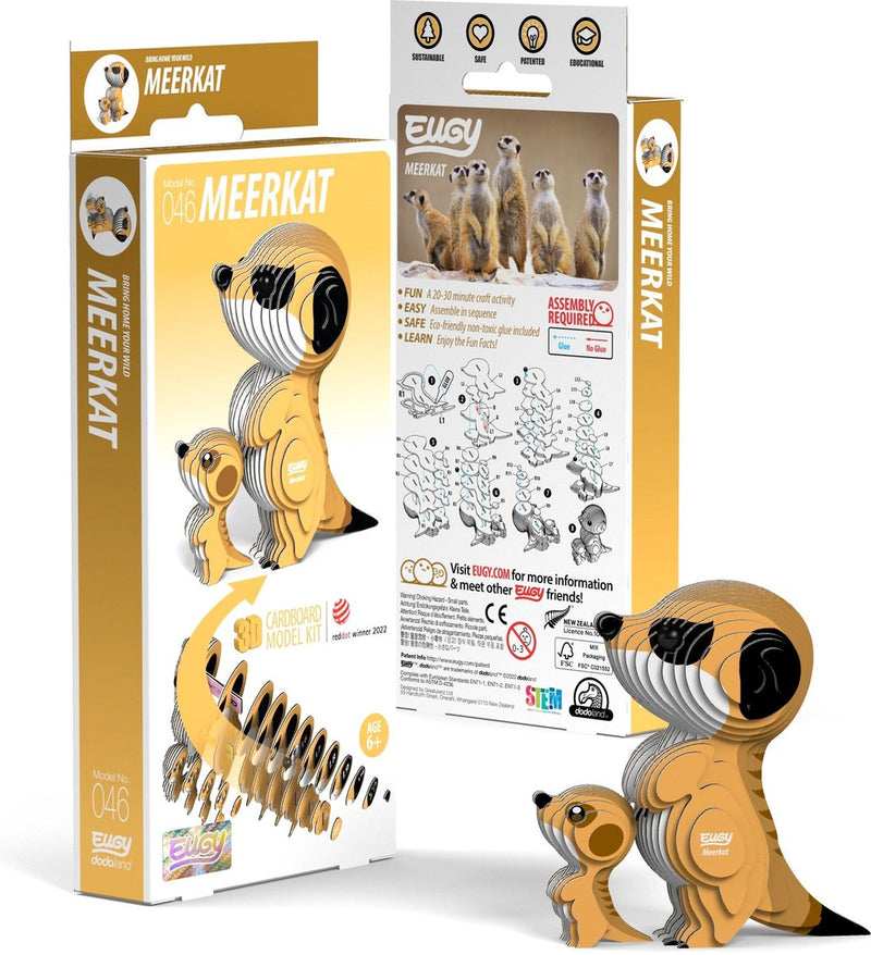 Eugy 3d puzzel - meerkat - wilde dieren - duurzaam - verzamel ze allemaal - 6 jaar