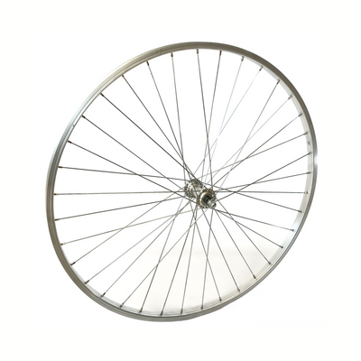 Voorwiel 28x1 5 8x1 3 8 aluminium velg, zilver. vaste as