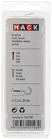 Mack 1017797 - schroefhaak staal verzinkt 10st 3,5 x 20 mm | 10 stuks - afbeelding 2