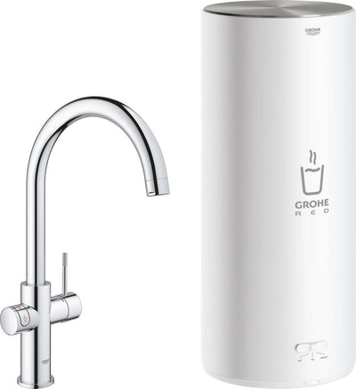 Grohe red 3 in 1 kokendwaterkraan - c-uitloop - 7l boiler - met mengventiel – chroom