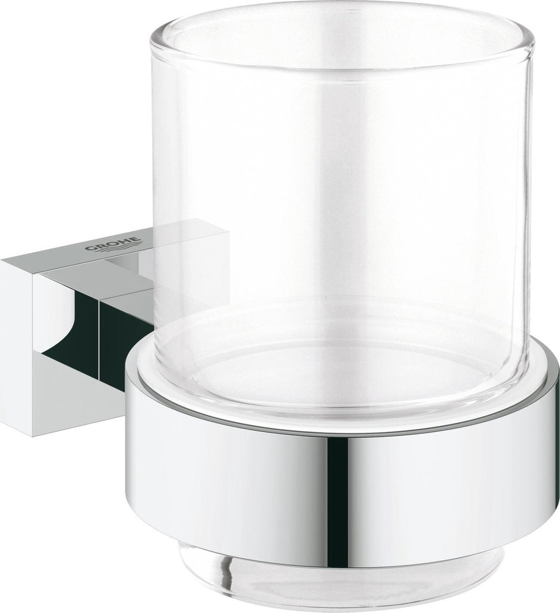 Grohe essentials cube houder met drinkglas - chroom