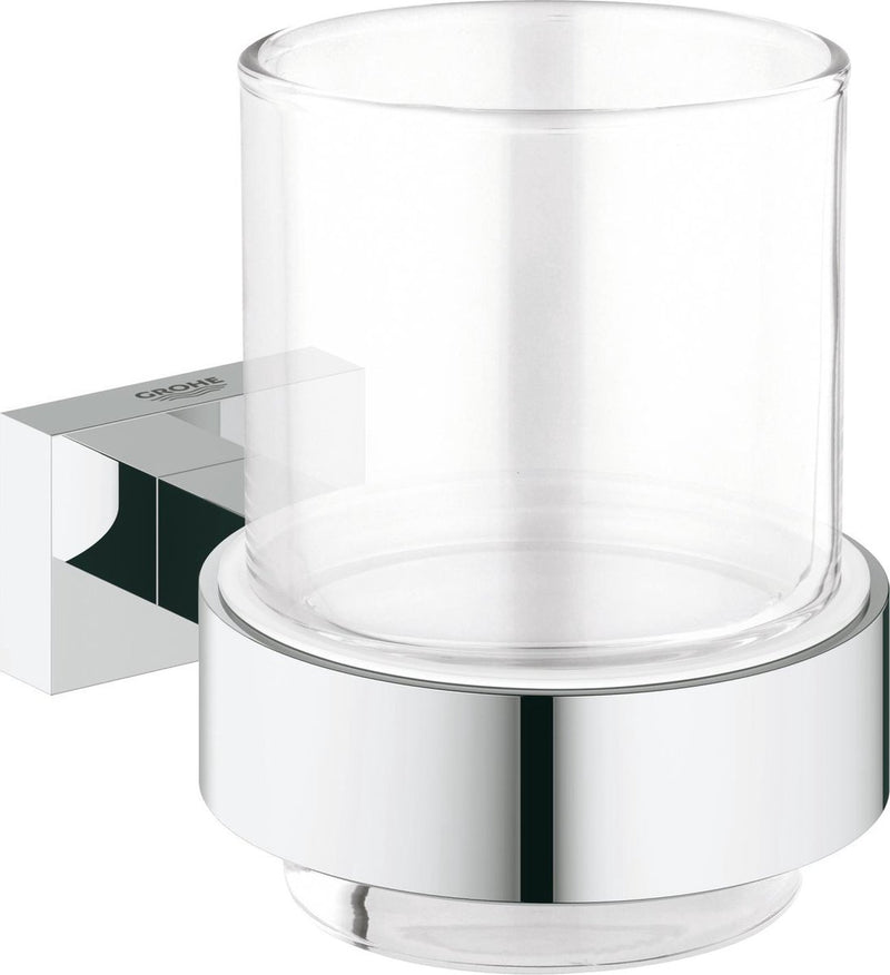 Grohe essentials cube houder met drinkglas - chroom