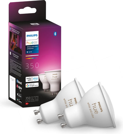 Philips hue slimme lichtbron gu10 spot white and color ambiance 5,7w bluetooth duopack