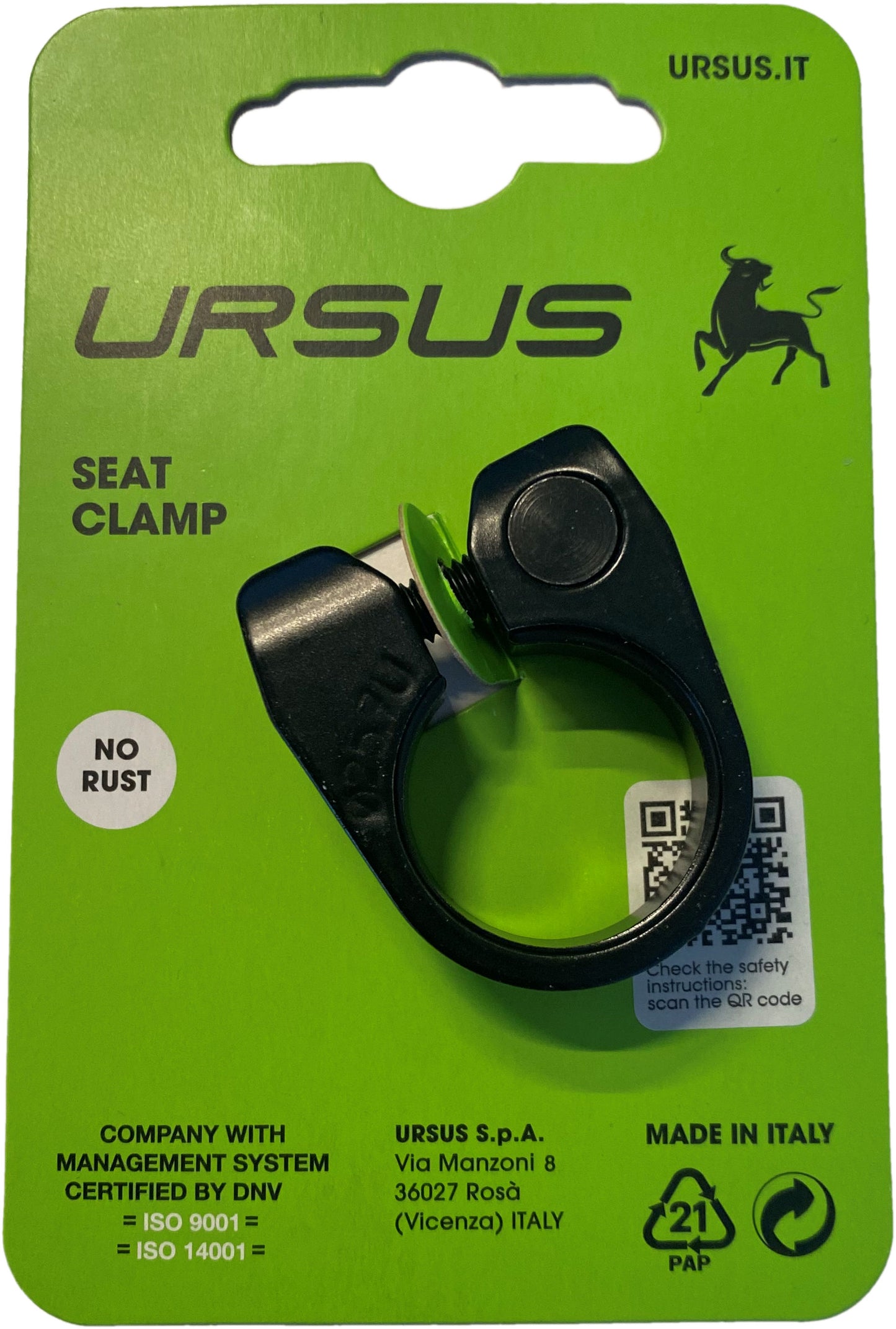 Ursus zadelpenklem ø25.7 mm aluminium - zwart