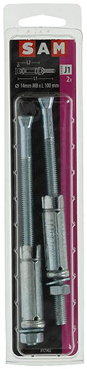 Mack 1019940 - keilbout met draadst. verzinkt2 st m8 x 100 mm | 5 stuks - afbeelding 1