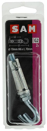 Mack 1019954 - keilbout schroefhaak verzinkt 2 st m6x70 10x40 | 5 stuks - afbeelding 1