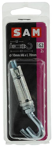 Mack 1019954 - keilbout schroefhaak verzinkt 2 st m6x70 10x40 | 5 stuks - afbeelding 1