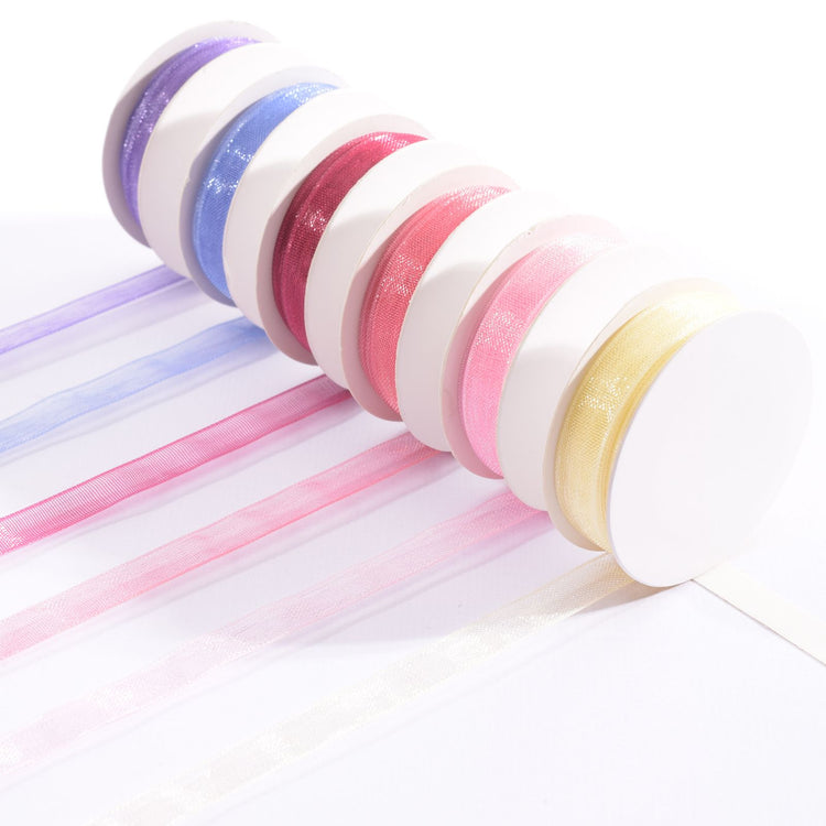 Vaessen creative • organzalint 6 kleuren 6mmx2m baby roze