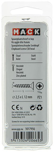 Mack 1017956 - spaanplaatschroef vz kop geelverz.200st 2,5 x 12 mm | 10 stuks - afbeelding 2