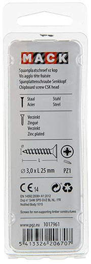 Mack 1017961 - spaanplaatschroef vz kop geelverz 100st 3,0 x 25 mm | 5 stuks - afbeelding 2