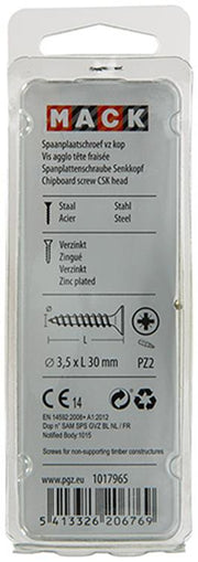 Mack 1017965 - spaanplaatschroef vz kop geelverz. 75st 3,5 x 30 mm | 5 stuks - afbeelding 2