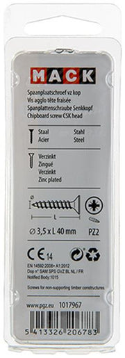 Mack 1017967 - spaanplaatschroef vz kop geelverz. 55st 3,5 x 40 mm | 5 stuks - afbeelding 2