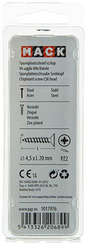 Mack 1017976 - spaanplaatschroef vz kop geelverz. 70st 4,5 x 20 mm | 5 stuks - afbeelding 2