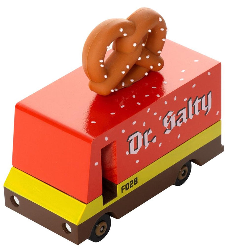 Candylab toys candycar vans: pretzel van - dr. salty (f028) 8,4x4,1x6,5cm, wooden diecast, in giftbox, 3+