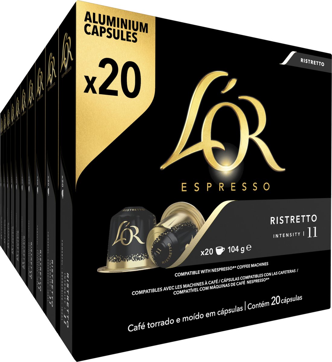 L'or espresso ristretto koffiecups - intensiteit 11 12 - 10 x 20 capsules