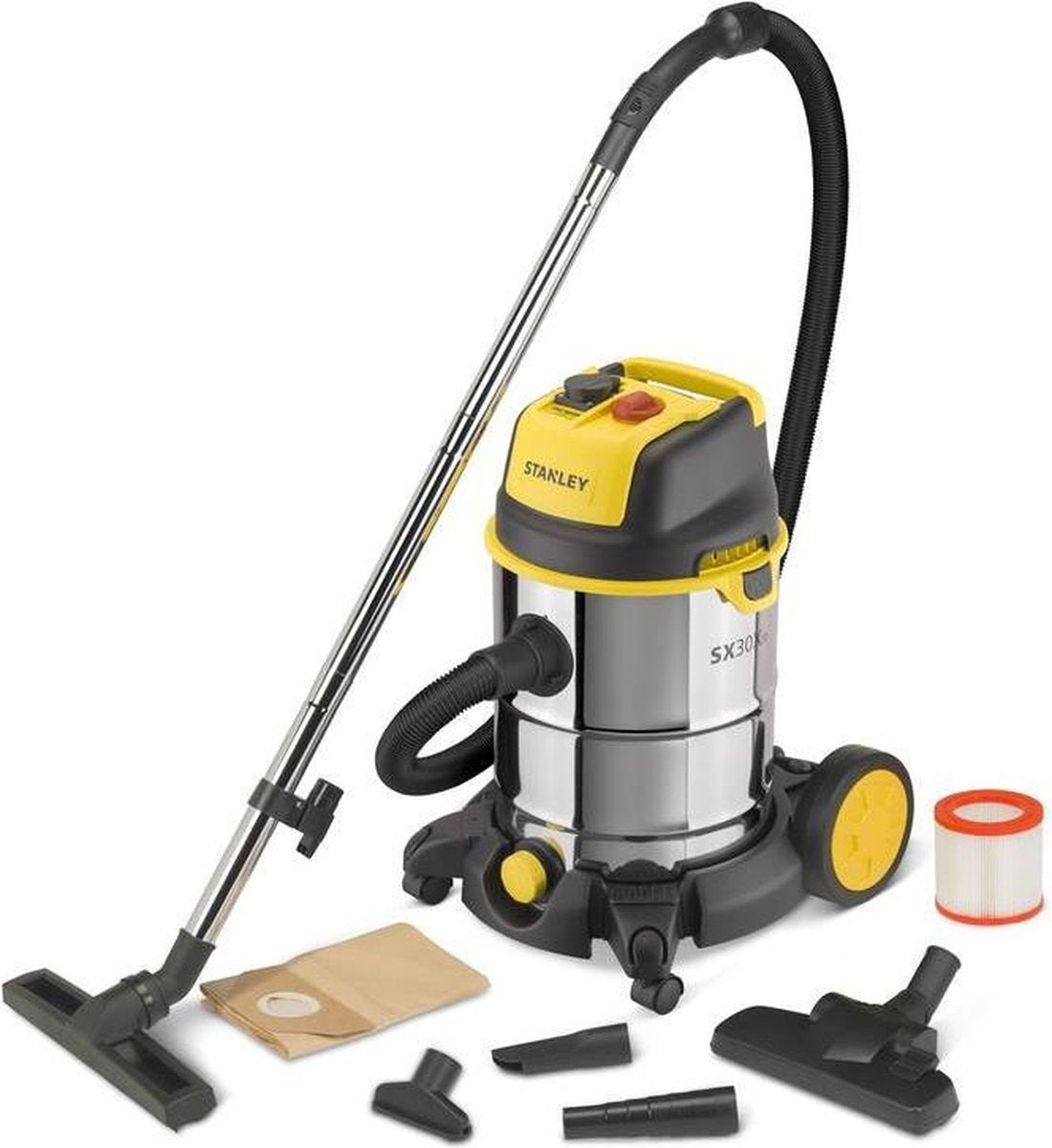 Stanley sxvc30xtde - industriële stofzuiger - 1600w - rvs tank - 30l