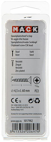 Mack 1017982 - spaanplaatschroef vz kop geelverz. 25st 4,5 x 60 mm | 5 stuks - afbeelding 2