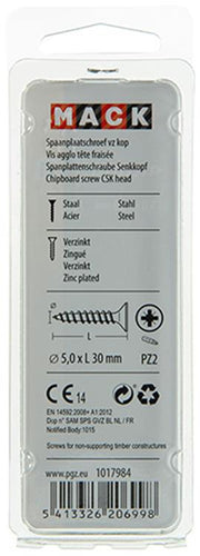 Mack 1017984 - spaanplaatschroef vz kop geelverz. 40st 5,0 x 30 mm | 5 stuks - afbeelding 2
