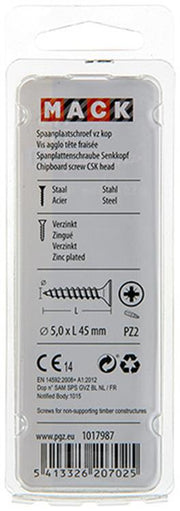 Mack 1017987 - spaanplaatschroef vz kop geelverz. 27st 5,0 x 45 mm | 5 stuks - afbeelding 3
