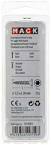 Mack 1018003 - spaanplschr.vzkop-zelfb. geelverz.100 st 3,5 x 20 mm | 5 stuks - afbeelding 3